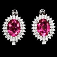 Класичні сережки зі срібла з рожевим топазом "Джаннет"