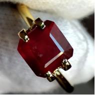 2.7Ct Натуральный рубин "голубиная кровь" 7мм Сертификат (квадрат октагон) Видео