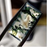 Exclusive! 8.75Ct Натуральный Моховой агат багет 20*10мм Видео