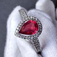 Классическое Серебряное кольцо с натуральным рубином класса ААА+ 18р