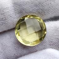 9.5Ct Натуральнй лимонний кварц 14.8мм круг з чеканкою Відео