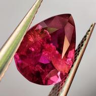 2.86CT Малиновый хризантемовый Турмалин рубеллит 10*7мм (груша)