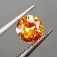0.55Ct Не грітий жовто-помаранчевий сапфір 5мм (круг) з Сертифікатом Відео