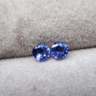 0.79Ct Пара натуральных синих васильковых сапфиров 4мм круг