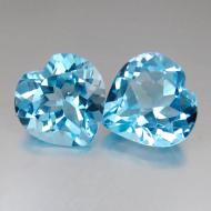 1.39Ct Натуральні Sky blue Топази пара Огранка серце 5.5мм 