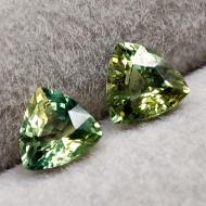 1.22Ct Натуральные желто-зеленые сапфиры пара 5.2*5мм (триллион)