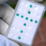 0.96Ct Смарагди натуральні Класу АА++ 3мм круг сет 10шт