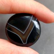 37Ct Натуральний Чорний Агат 28.5мм круг кабошон