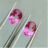 1.82Ct Натуральні рожеві топази 7*5мм овал пара