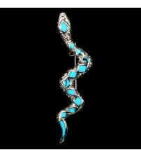 Серебряная брошь-кулон Змея Аризонская бирюза марказиты