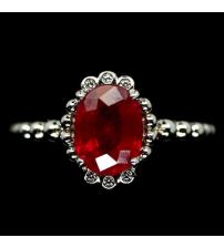 Серебряное кольцо с рубином класса ААА+ "Герцогиня" 17р