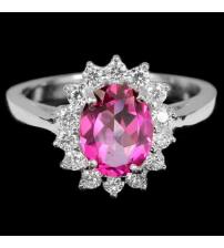 Серебряное кольцо с натуральный розовым топазом "Джаннет" 18р
