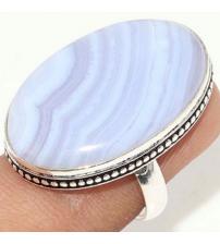 Серебряное кольцо с натуральным кружевным агатом 18р