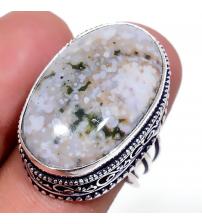 Серебряное кольцо с Океанической Яшмой 19р в винтажном стиле
