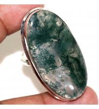 Серебряное кольцо с крупным моховым агатом 18р
