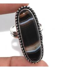 Серебряное кольцо с натуральным Ботсванским агатом 19р