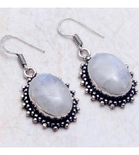 Срібні сережки з натуральним місячним каменем 