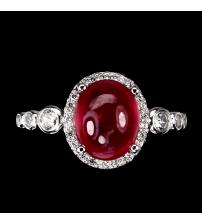 Серебряное кольцо с крупным рубином "голубиная кровь" класса АА++ 18р