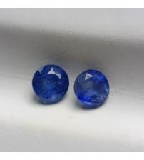 0.7Ct Пара натуральных синих васильковых сапфиров 4мм круг