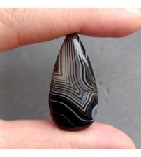 23.2Ct Натуральный Черный Агат 34*17мм груша кабошон