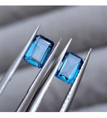 1.53Ct London blue топазы 6*4мм октагон (пара)