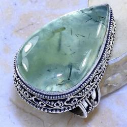 Винтажное серебряное кольцо с натуральным пренитом 18р
