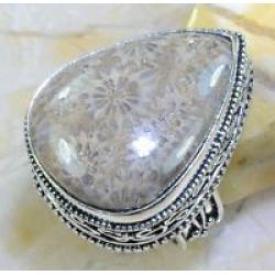 Винтажное серебряное кольцо с хризантемовой яшмой 