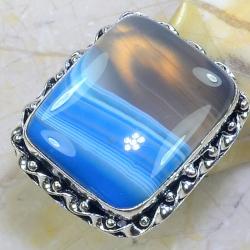 Серебряное кольцо с голубым ониксом 17р