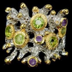 Арт-коллекция: Серебряное кольцо с драгоценными камнями "Маракеш"