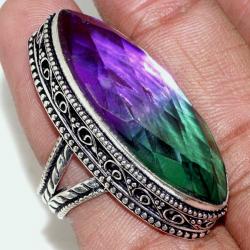 Серебряное кольцо с двухцветным кварцем "Аметрин" в Винтажном стиле 19р