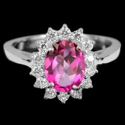 Серебряное кольцо с натуральный розовым топазом "Джаннет" 18р