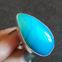 Серебряное кольцо с натуральным голубым агатом 19р