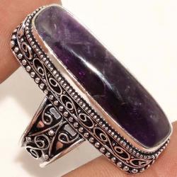 Серебряное кольцо с натуральным аметистом в винтажном стиле 18р