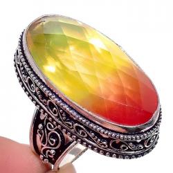 Серебряное кольцо с двухцветным кварцем "Аметрин" в Винтажном стиле 18.5р
