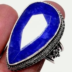 Серебряное кольцо с индийским сапфиром (корундом) в винтажном стиле 19.5р