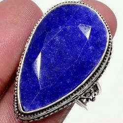 Серебряное кольцо с индийским сапфиром (корундом) в винтажном стиле 19р