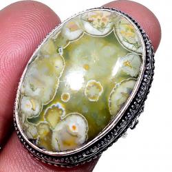 Серебряное кольцо с камнем Риолит в Античном стиле 18р