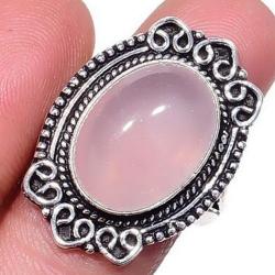 Серебряное кольцо с натуральным розовым кварцем 18.5р