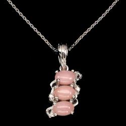 Кулон из серебра c розовым Перуанским опалом +Цепочка в Подарок