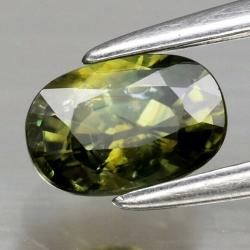 0.75Ct Натуральный зеленый сапфир 6*4.2мм (овал) Видео