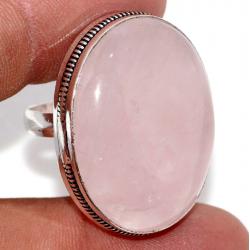 Серебряное кольцо с натуральным розовым кварцем 18.5р