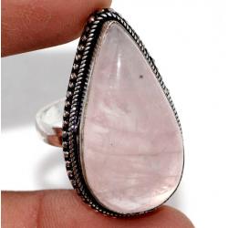Серебряное кольцо с натуральным розовым кварцем 19.5р