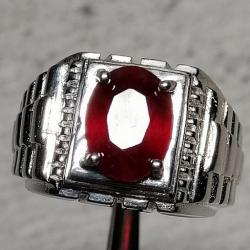 Перстень зі срібла з натуральним рубіном Класу АА++ 18.5р