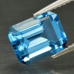 2.89Ct Природний LONDON BLUE ТОПАЗ 9*7мм октагон (Відео)