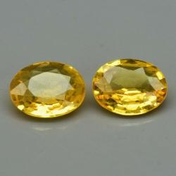 0.63Ct натуральний Жовтий сапфір 5*4мм пара (круг) Відео ціна за 1шт