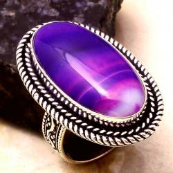 Кольцо с фиолетовым агатом в винтажном стиле 19.5р