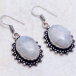 Срібні сережки з натуральним місячним каменем 