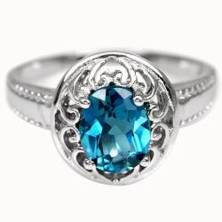 Серебряное кольцо с крупным Лондон топазом 19р