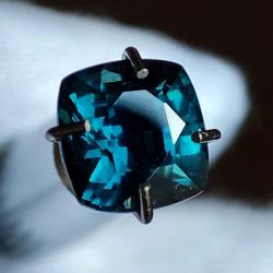Premium 1.27Ct Синяя Грозовая ШПИНЕЛЬ Rain Blue 6.2мм кушон Мьянма (Видео) Сертификат 
