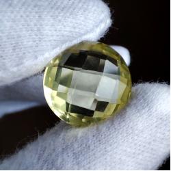 10.5Ct Натуральный лимонный кварц 14.85мм круг чеканка Видео